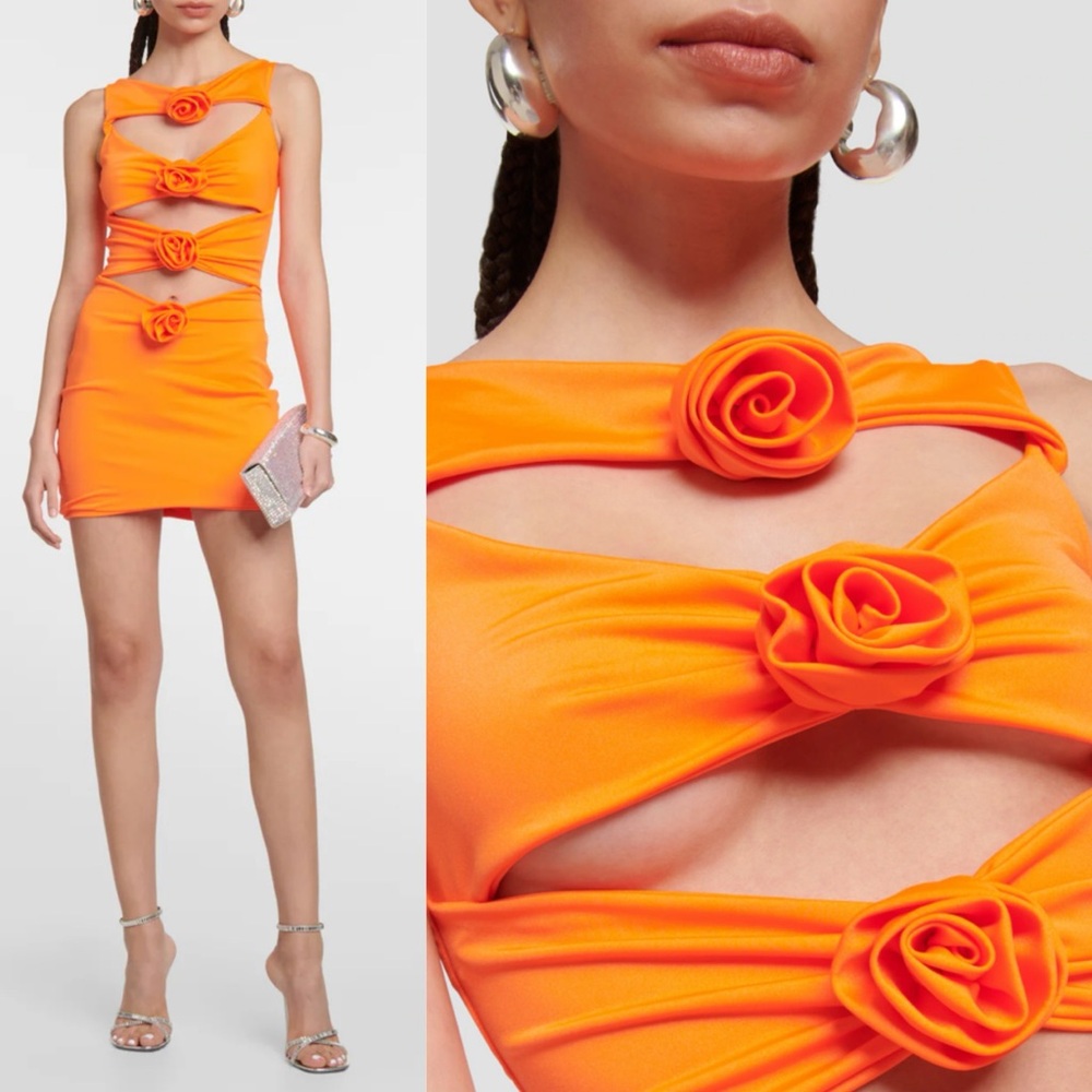 Giuseppe Di Morabito Corsage cutout crêpe orange mini dress Size 46 (Large)